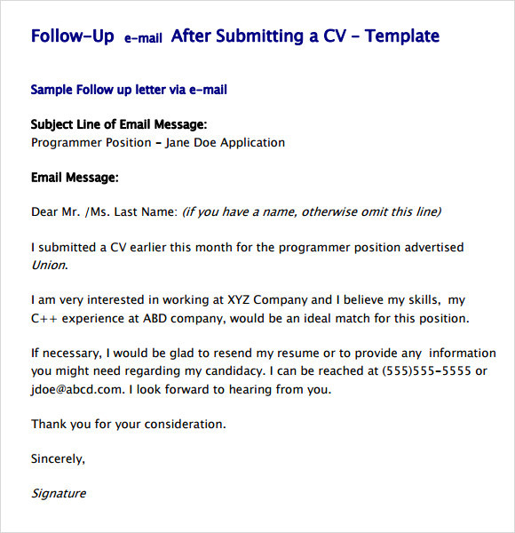 follow up email template