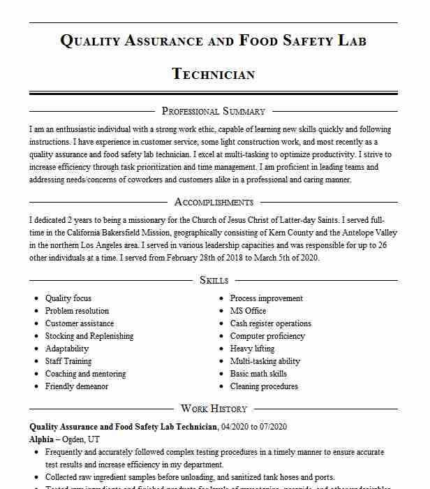 food quality assurance technician 1faf3fe33e6e e59f4f5439