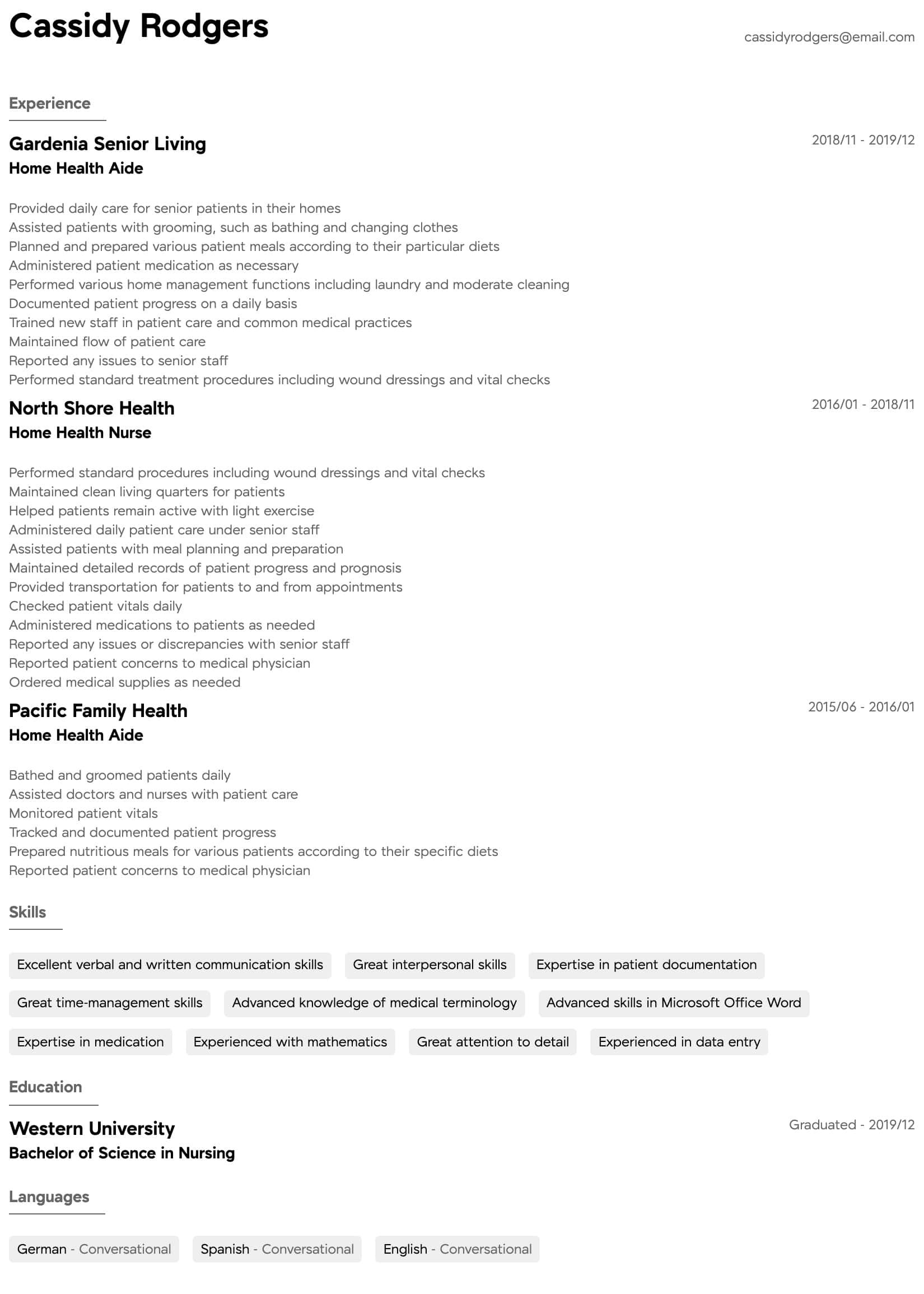 Home Health Care Nurse Resume Sample Home Health Aide Resume Samples All Experience Levels Resume …