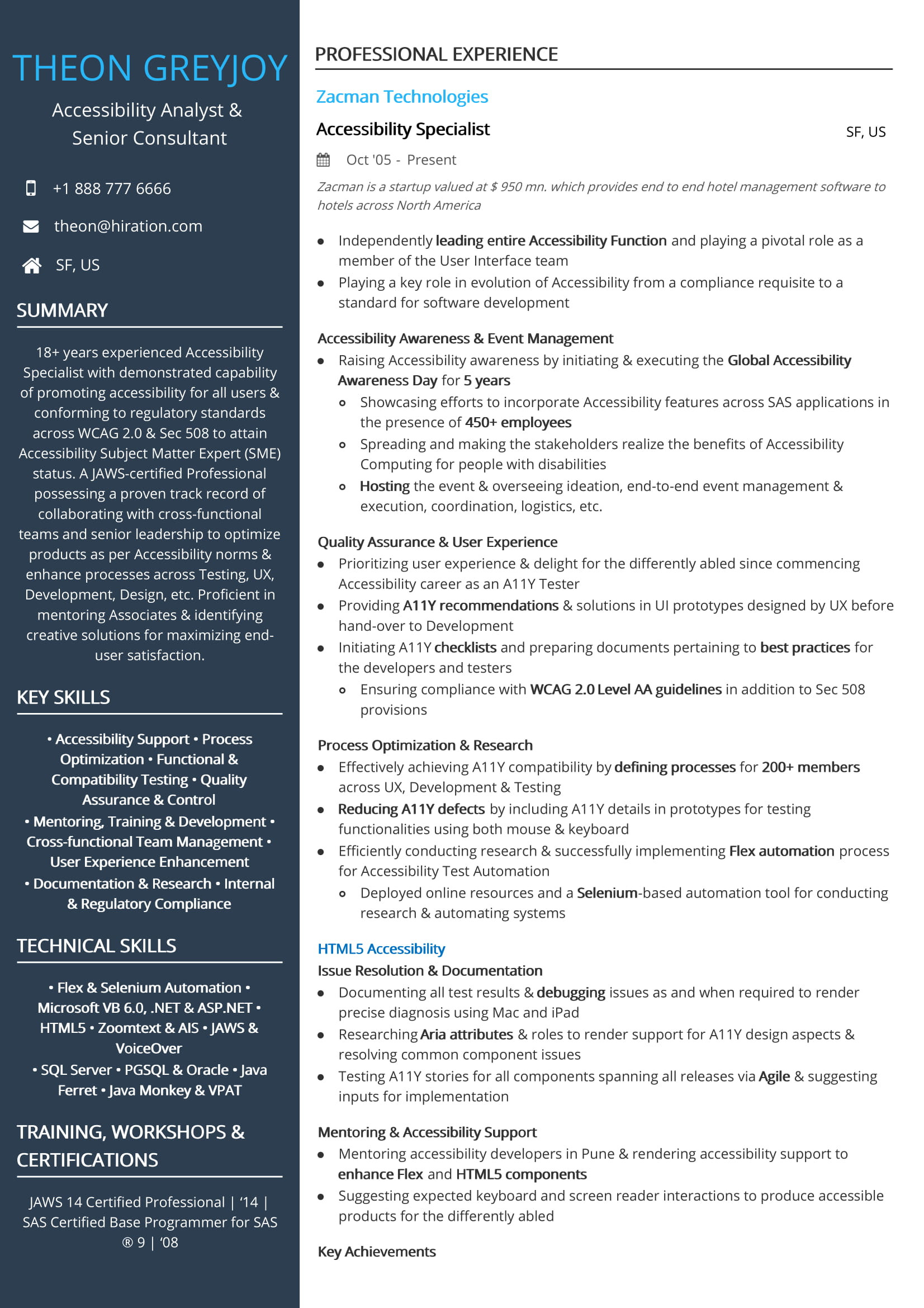 accessibility resume sample