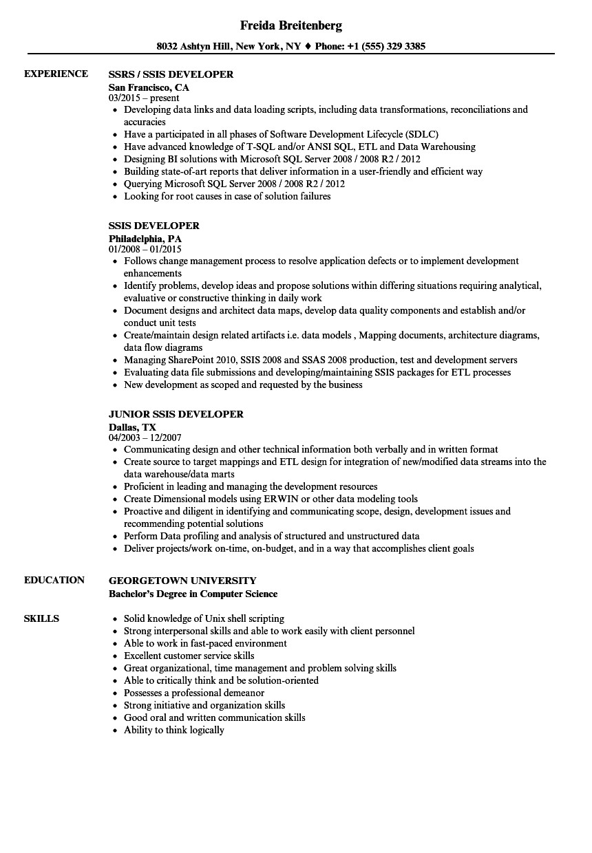 msbi developer resume for 2 years experience