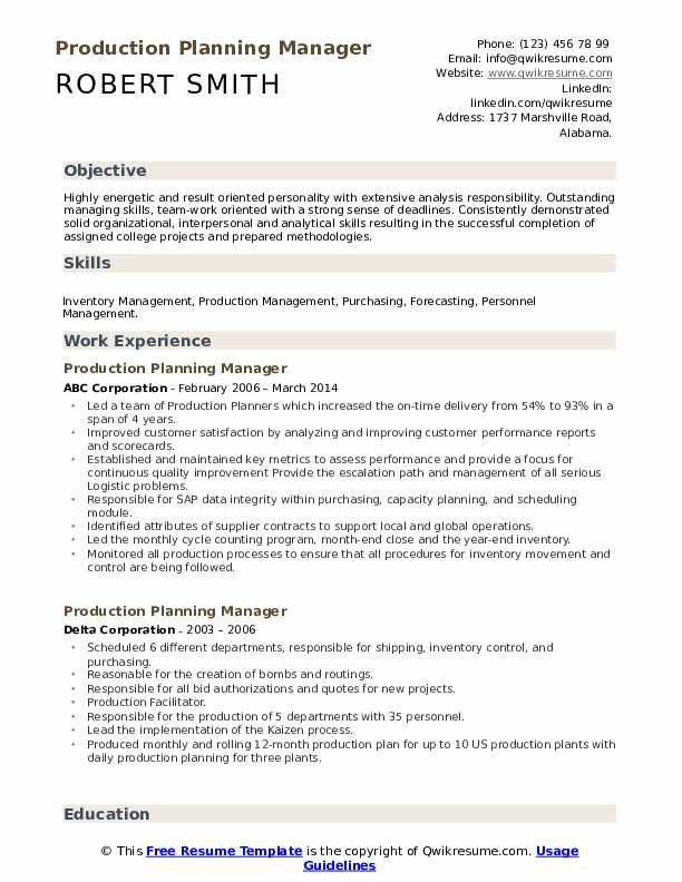 production planning manager