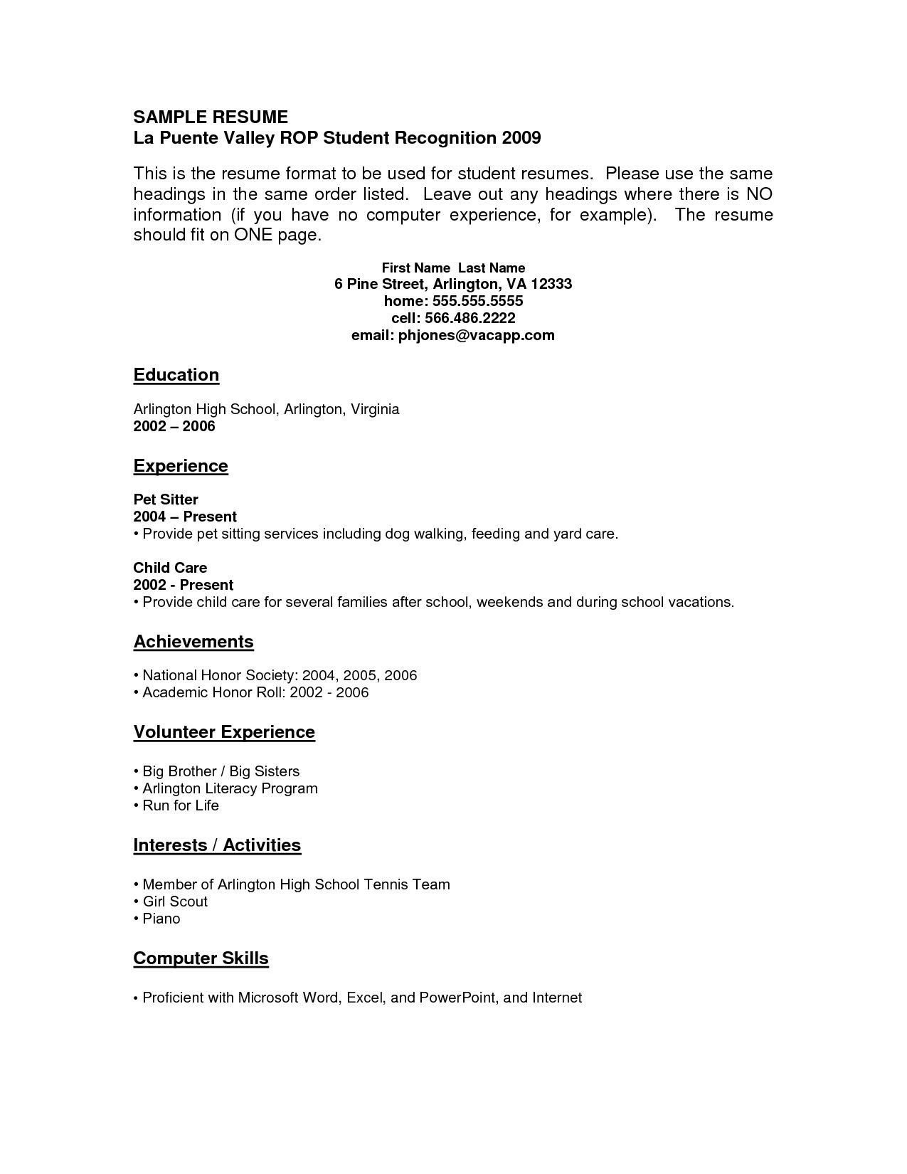 Resume Sample for Students with No Experience Resume Examples with No Job Experience – Resume Templates Job …