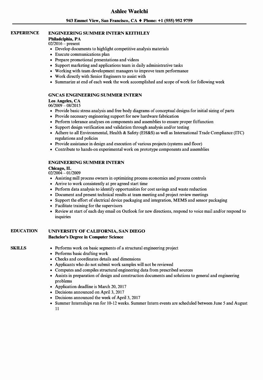 resume summary examples for engineering students