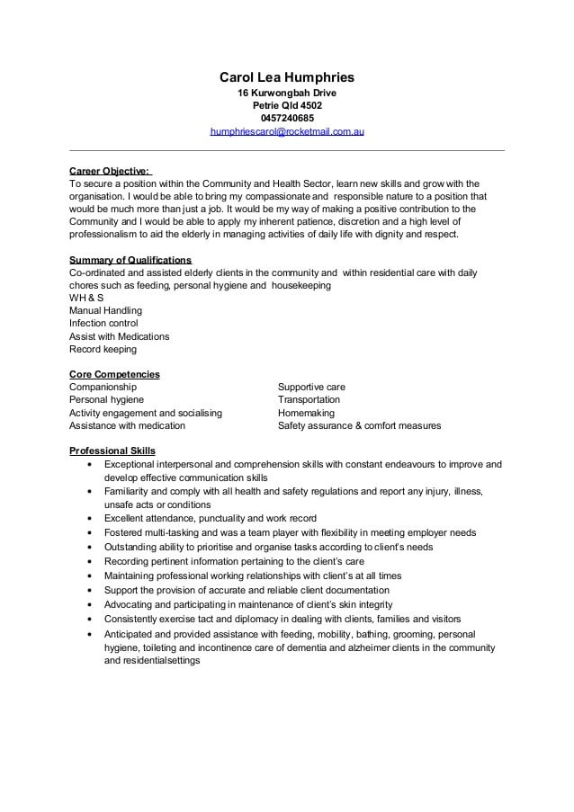 aged care resume anglicare