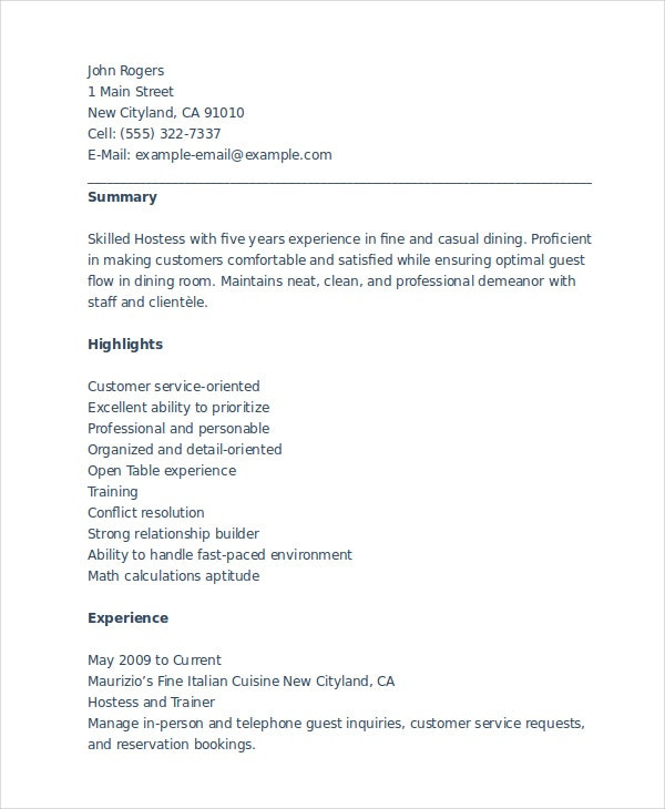 sample resume for air hostess fresher