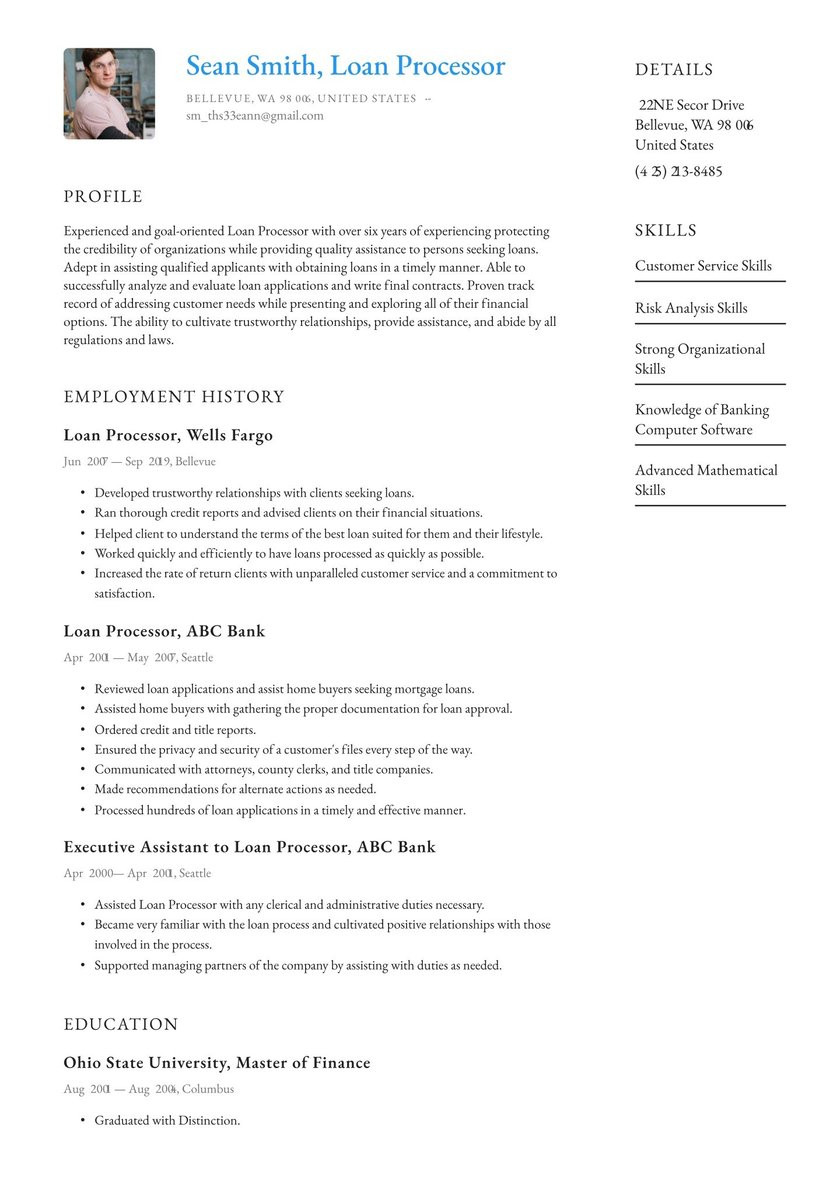 Sample Resume for Business Loan Application Loan Processor Resume Examples & Writing Tips 2021 (free Guide)