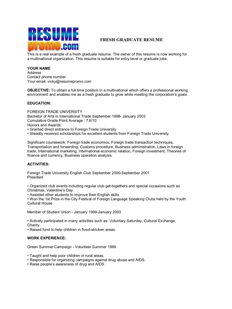 Sample Resume for Business Management Fresh Graduate Fresh Graduate Resume Pdf English as A Second or foreign …