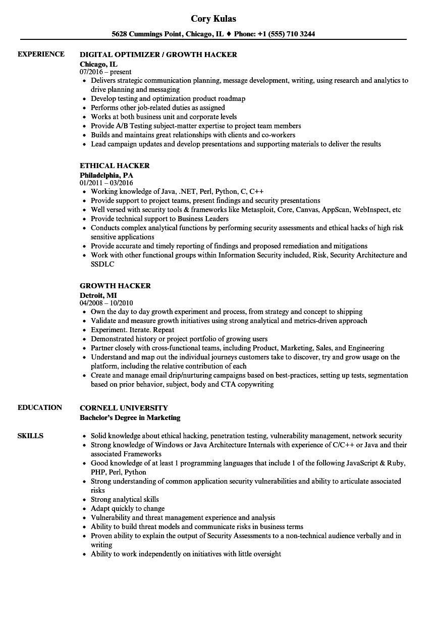 hacker resume sample