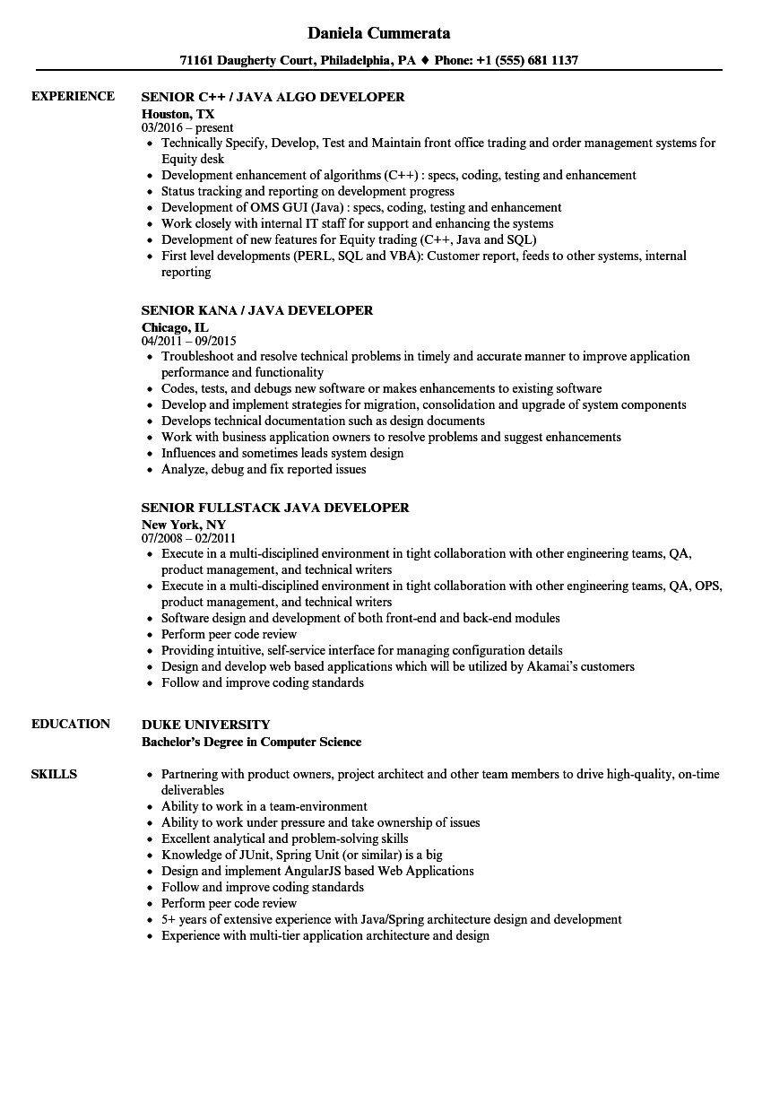 sample resume for experienced mainframe