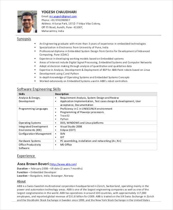 software engineer resume example