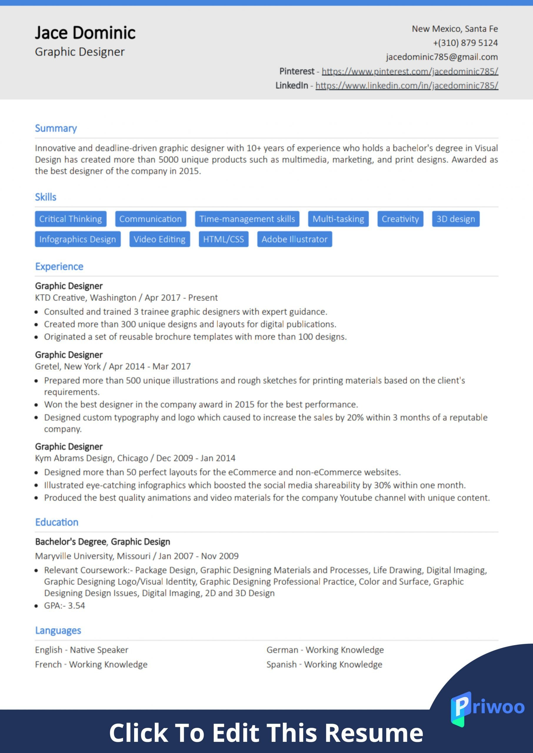 graphic designer resume sample