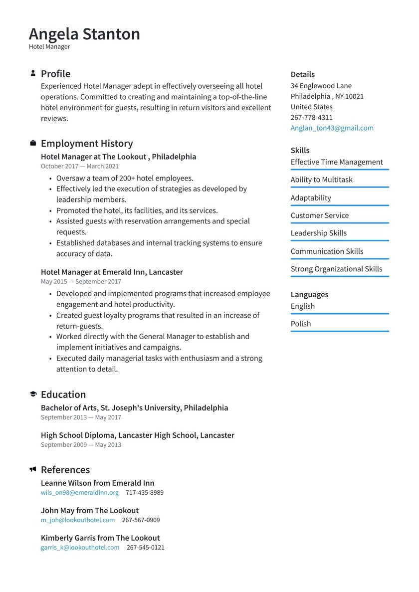 Sample Resume for Hotel and Restaurant Management Ojt Hotel Management Resume Examples & Writing Tips 2021 (free Guide)