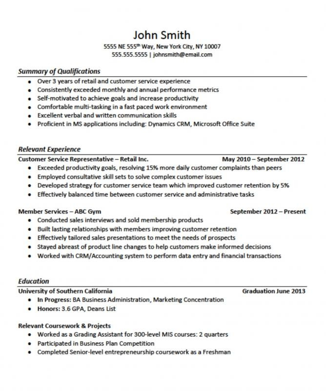 no work experience resume template