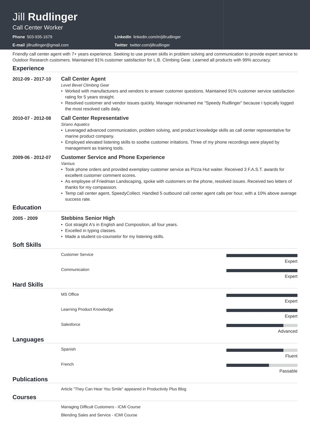 sample resume for bpo non voice