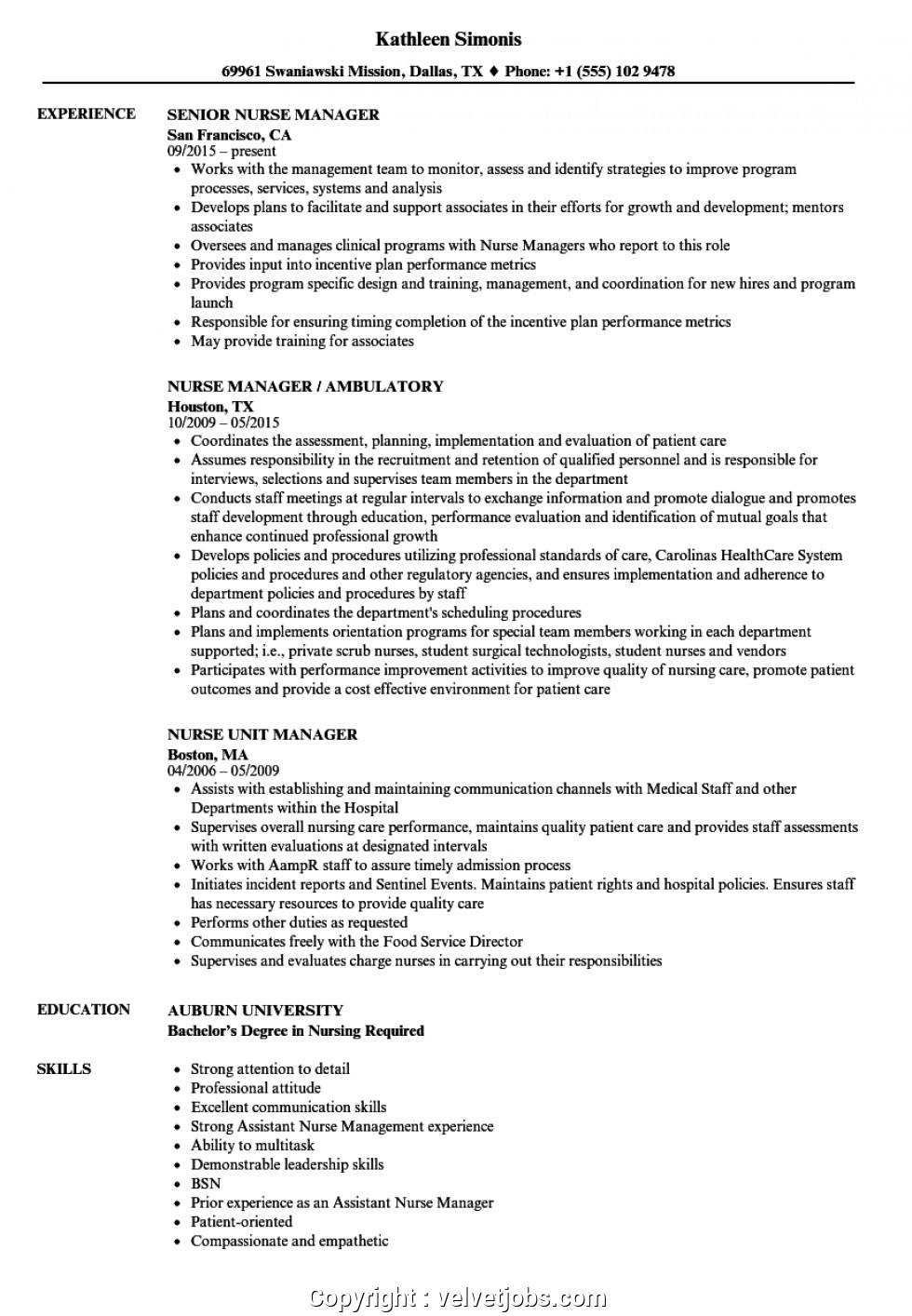 simply nurse manager resume sample