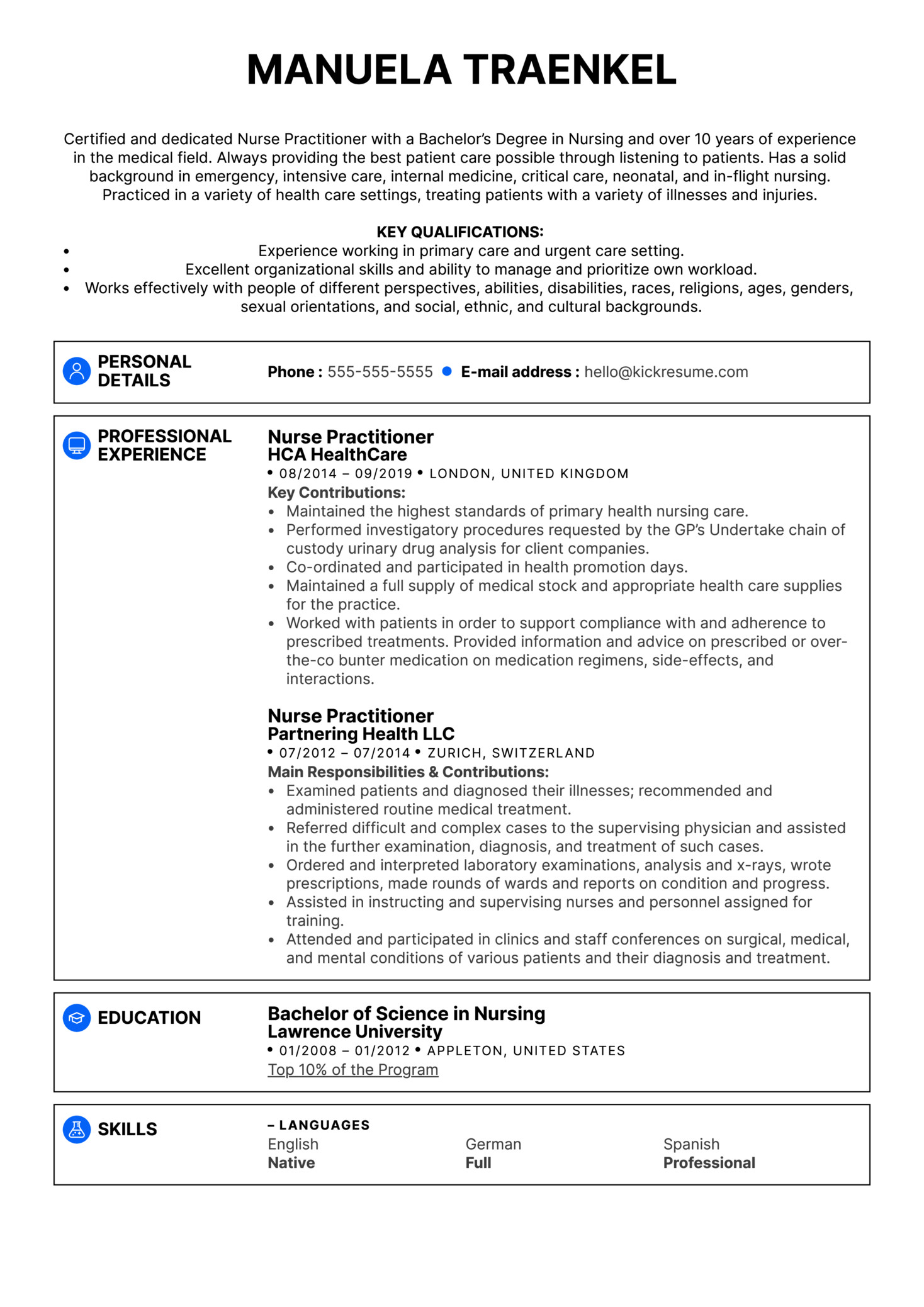 nurse practitioner resume sample