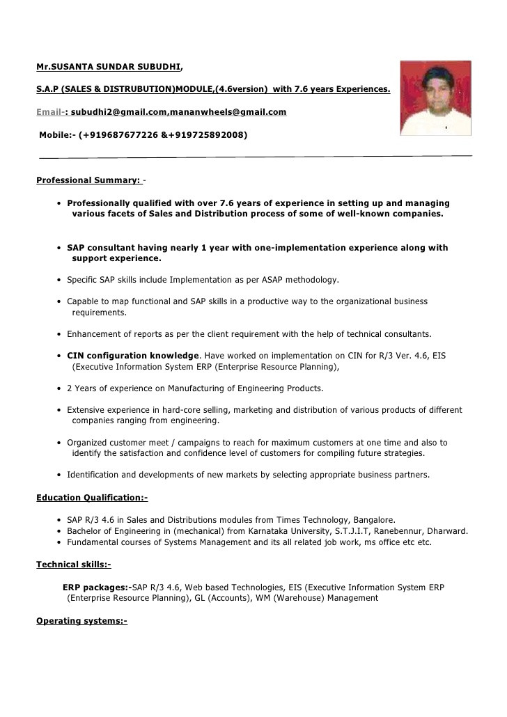 resume example 1 year experience