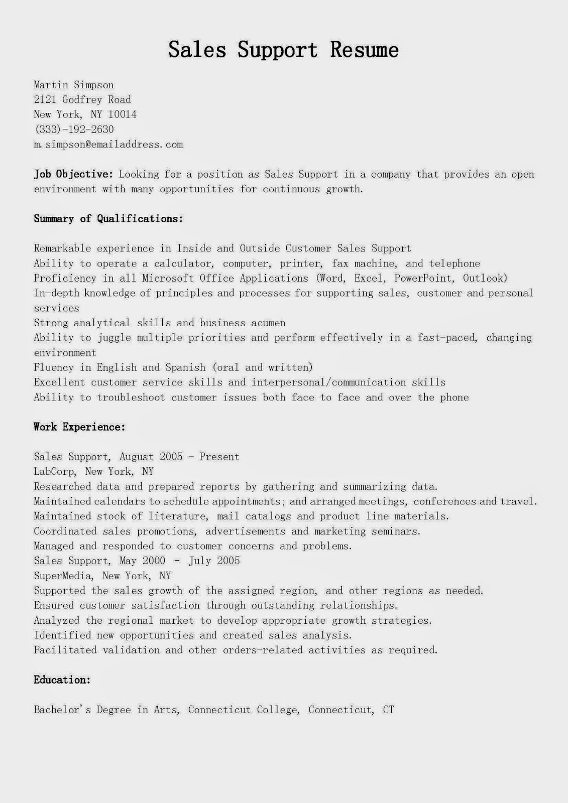 production support resume sample