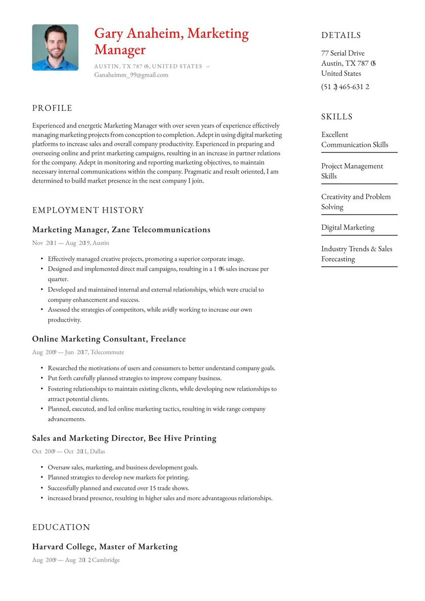 Sample Resume for Sales and Marketing Manager Marketing Manager Resume Examples & Writing Tips 2021 (free Guide)