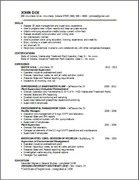 waste management resume