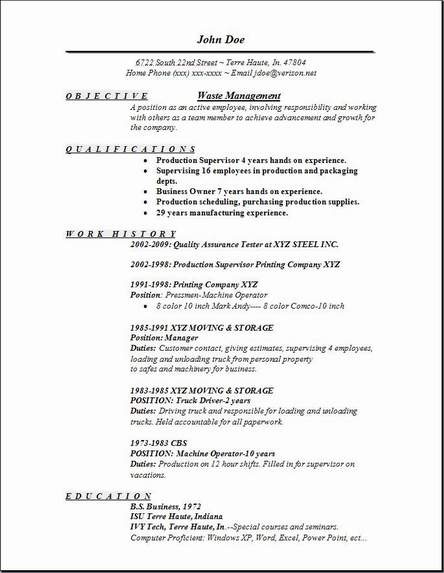 waste management resume