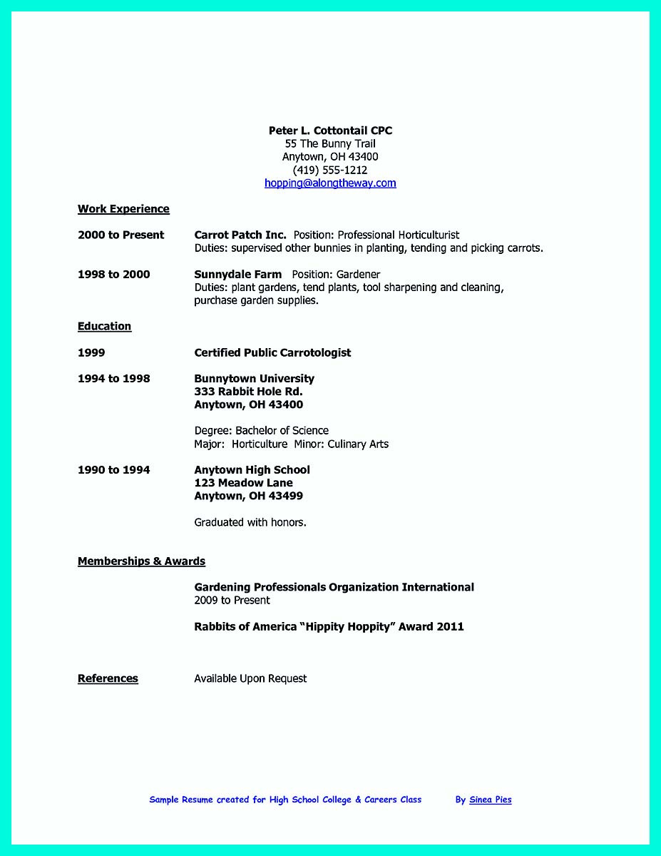 sample resume for work immersion senior