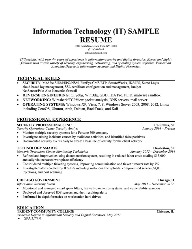 resume personal attributes examples