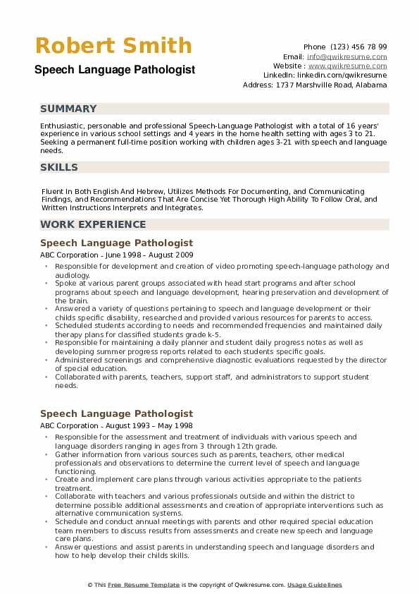 speech language pathologist