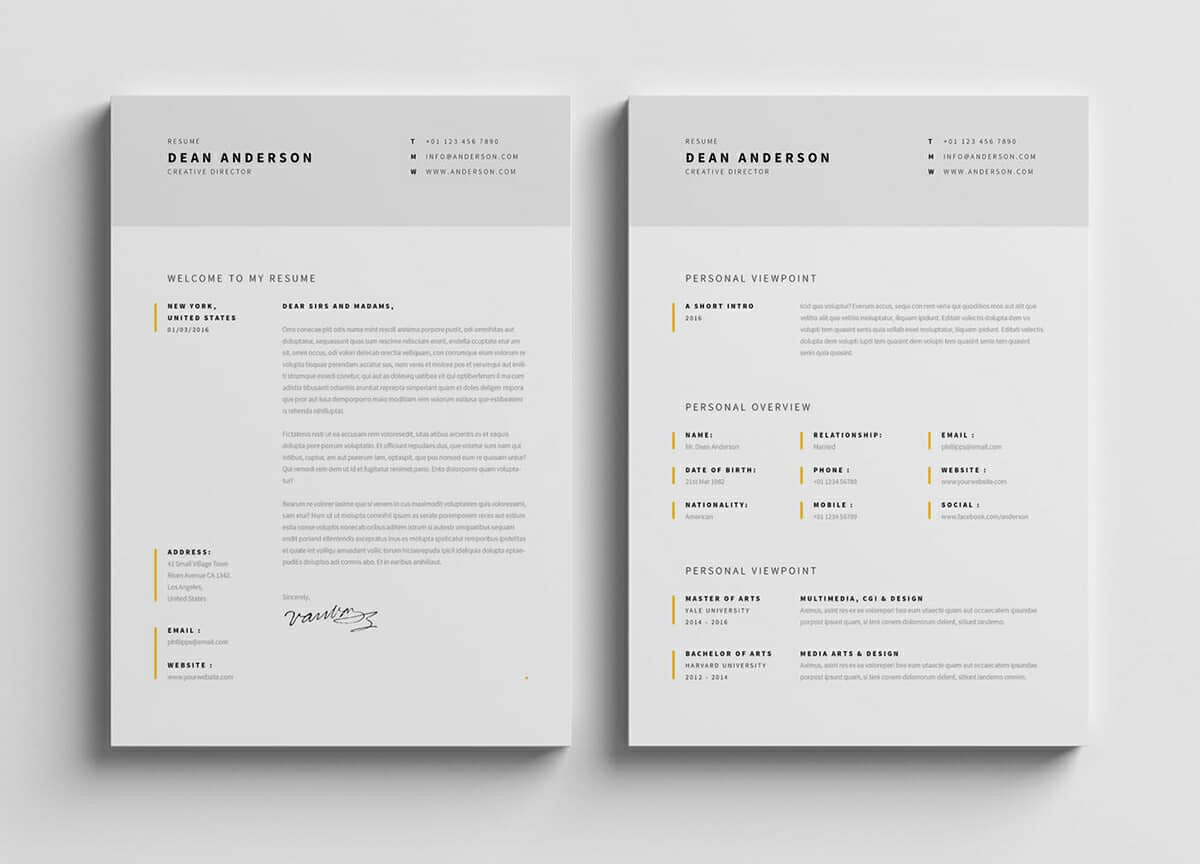 photoshop illustrator indesign resume templates