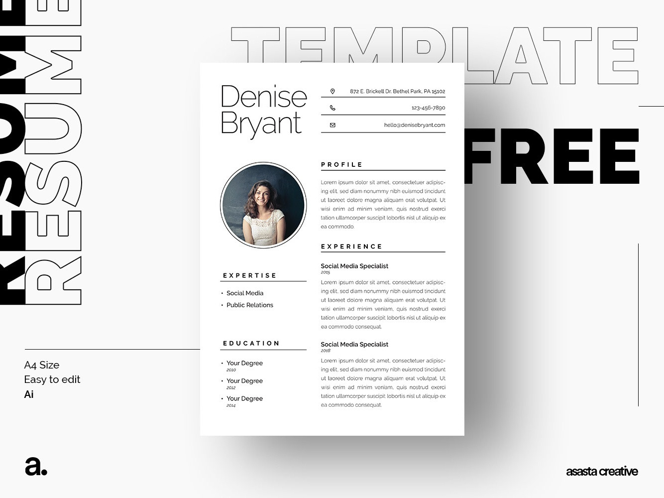 Free Simple Illustrator Resume Template