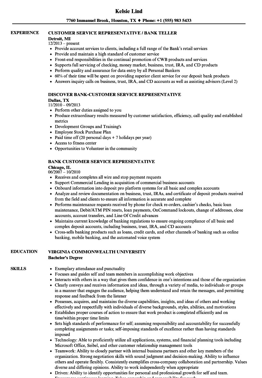 customer service representative resume