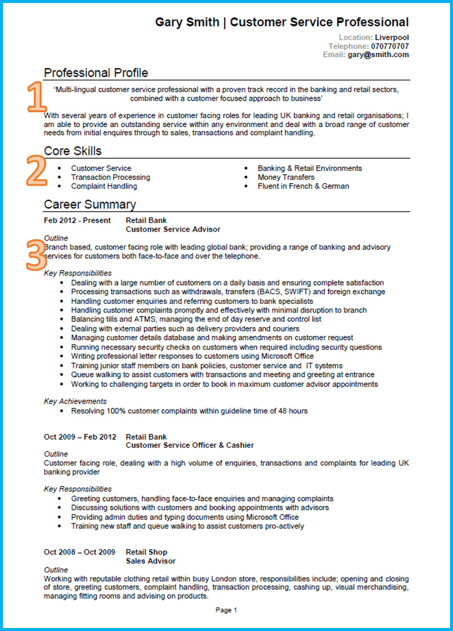 resume format word for banking sector