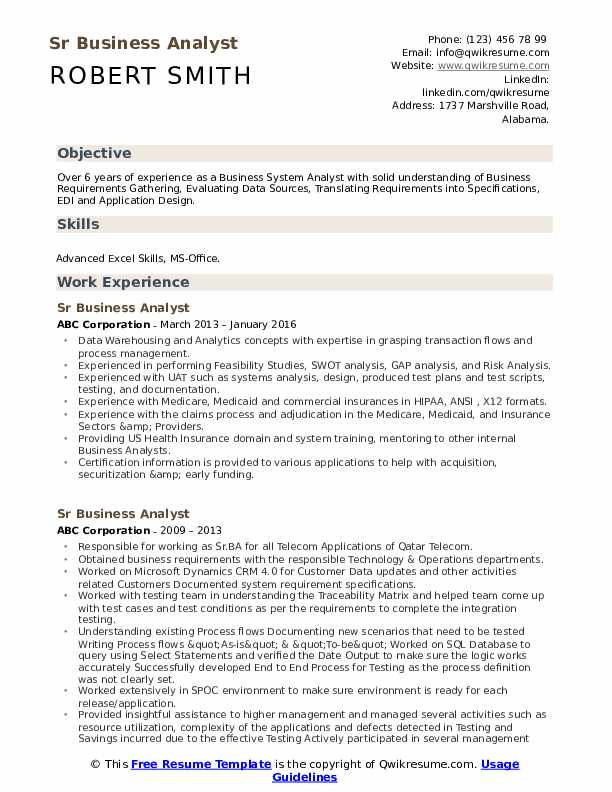 sr business analyst