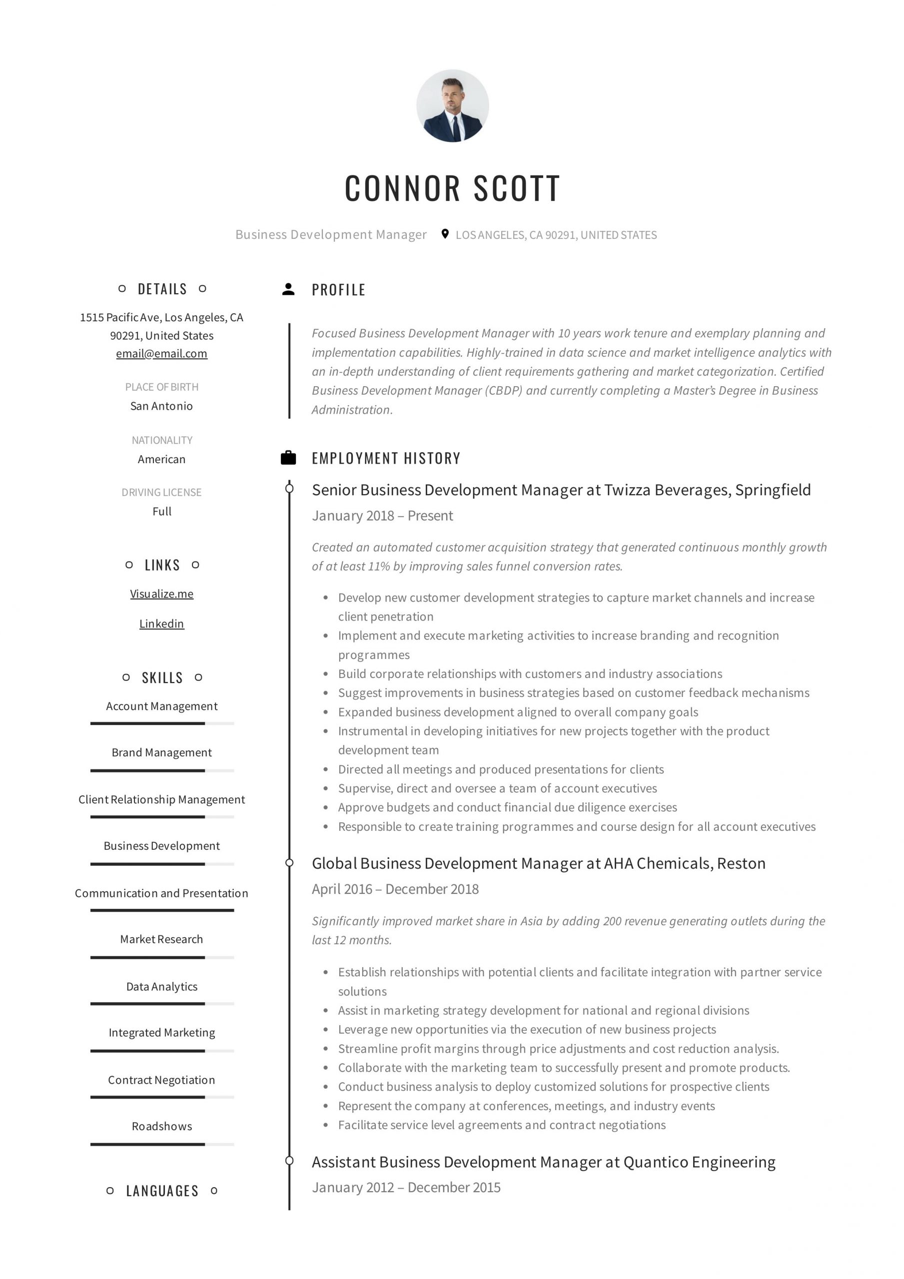 business development manager bio
