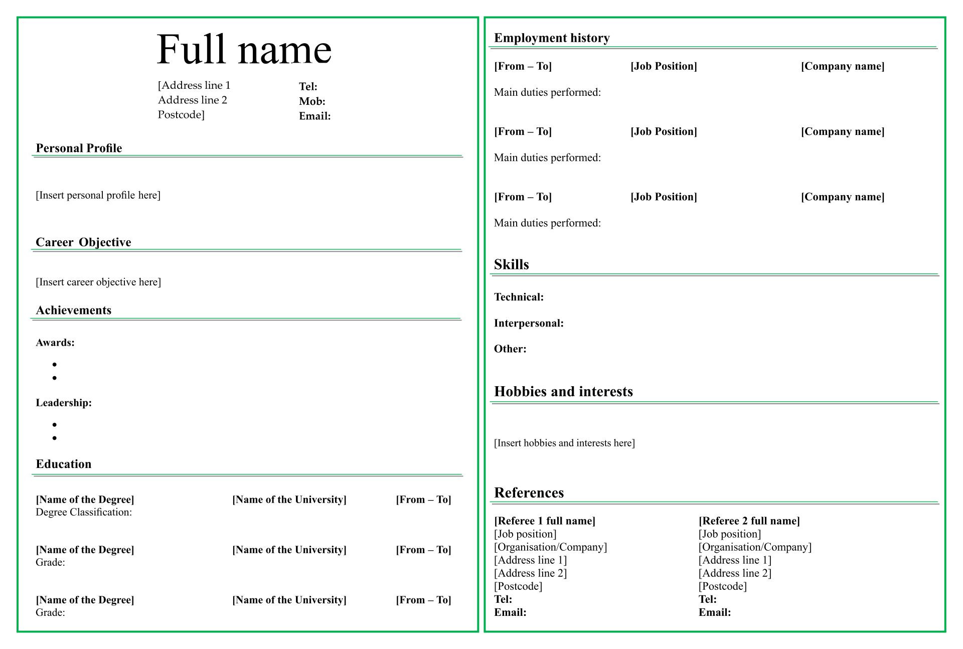 post fill in blank printable resume