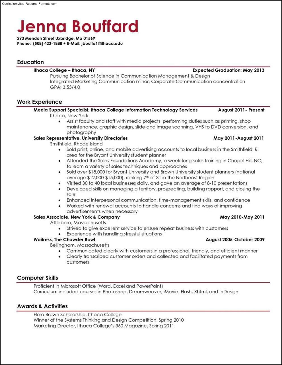 college resume template