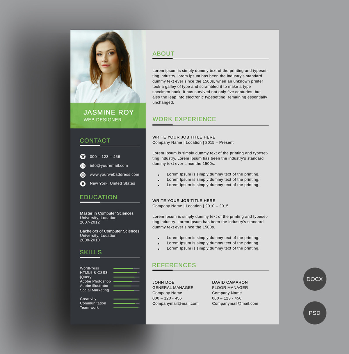 Free Clean CVResume Template