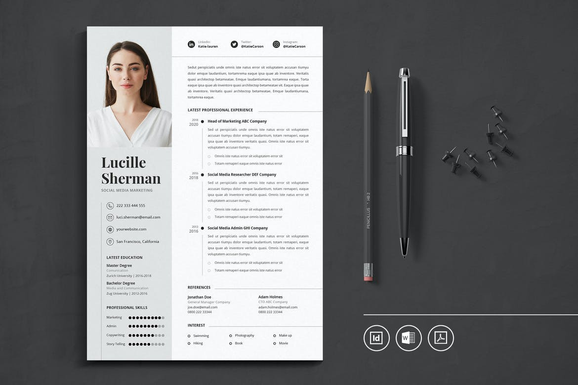 indesign resume templates