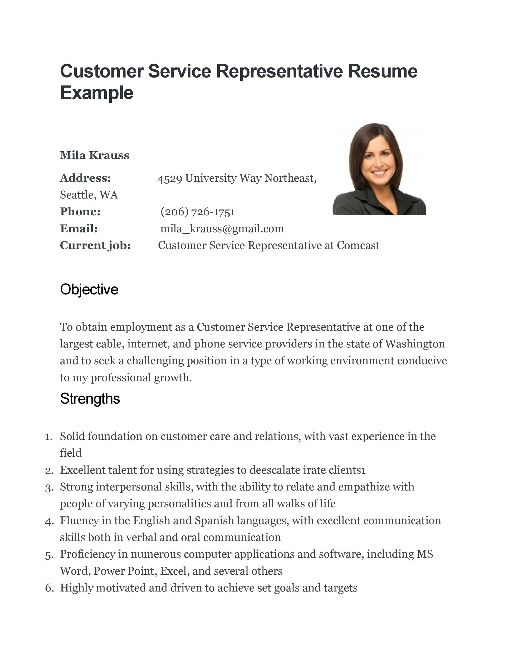 customer service resume