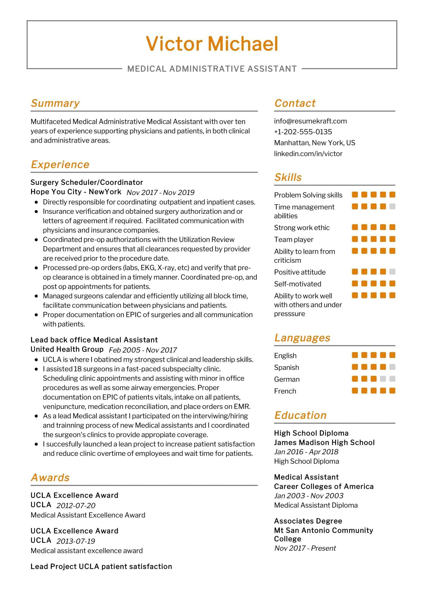 medical administrative assistant resume sample