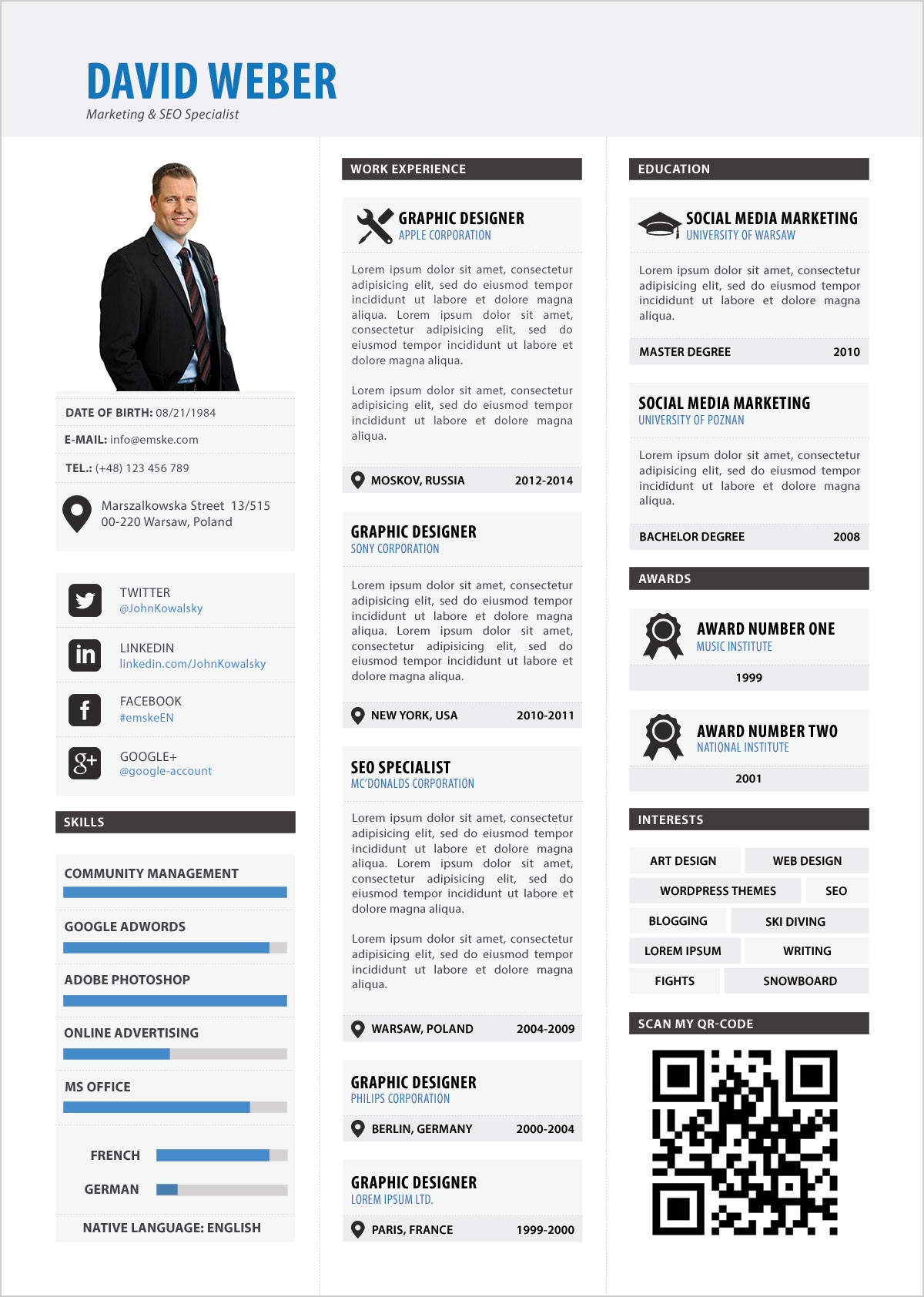 free professional resume template psd marketing managers seo specialist