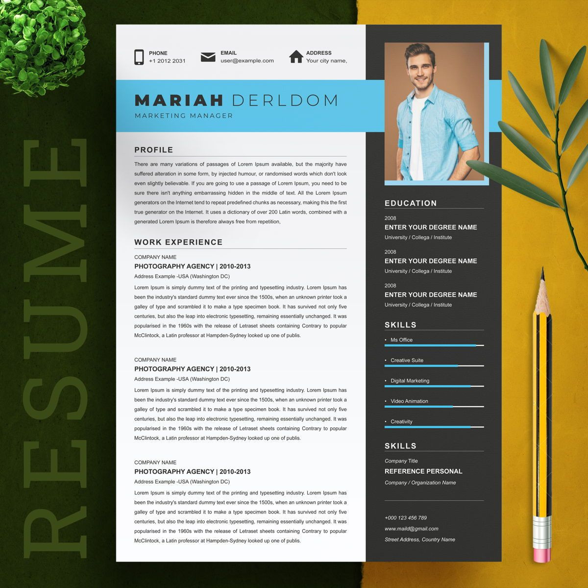 marketing manager free resume template