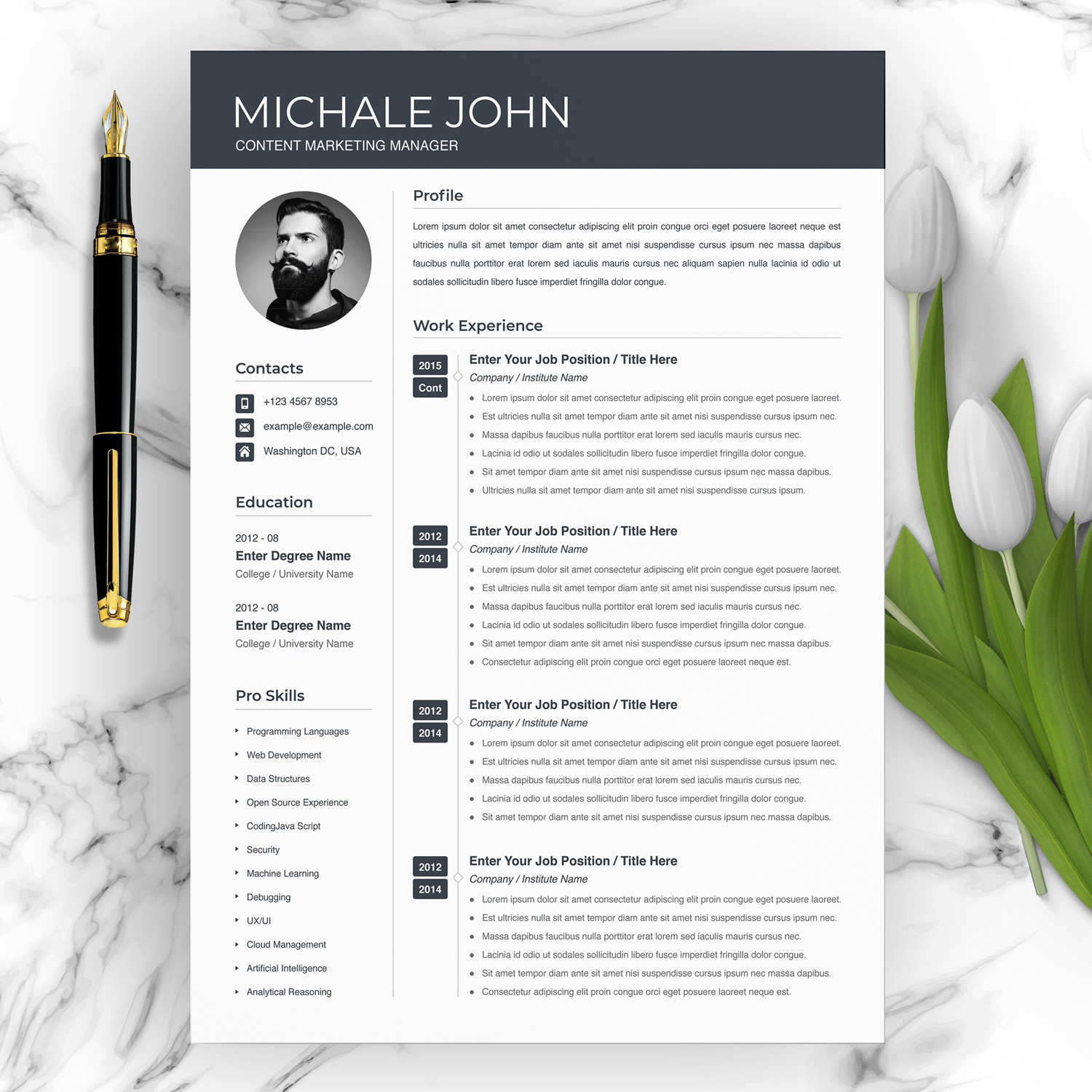 modern marketing manager resume