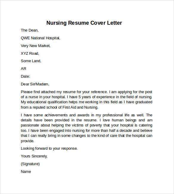 nursing cover letter example