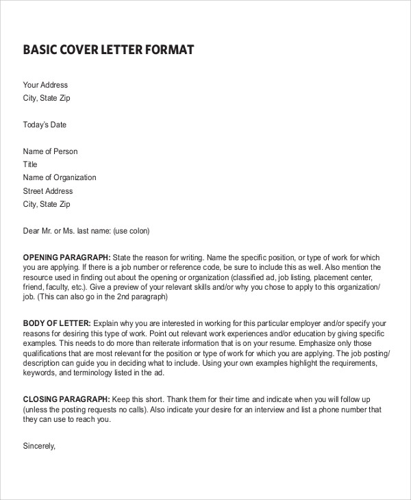 resume cover letter formats