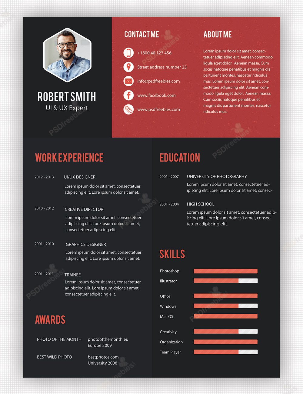 creative professional resume template free psd