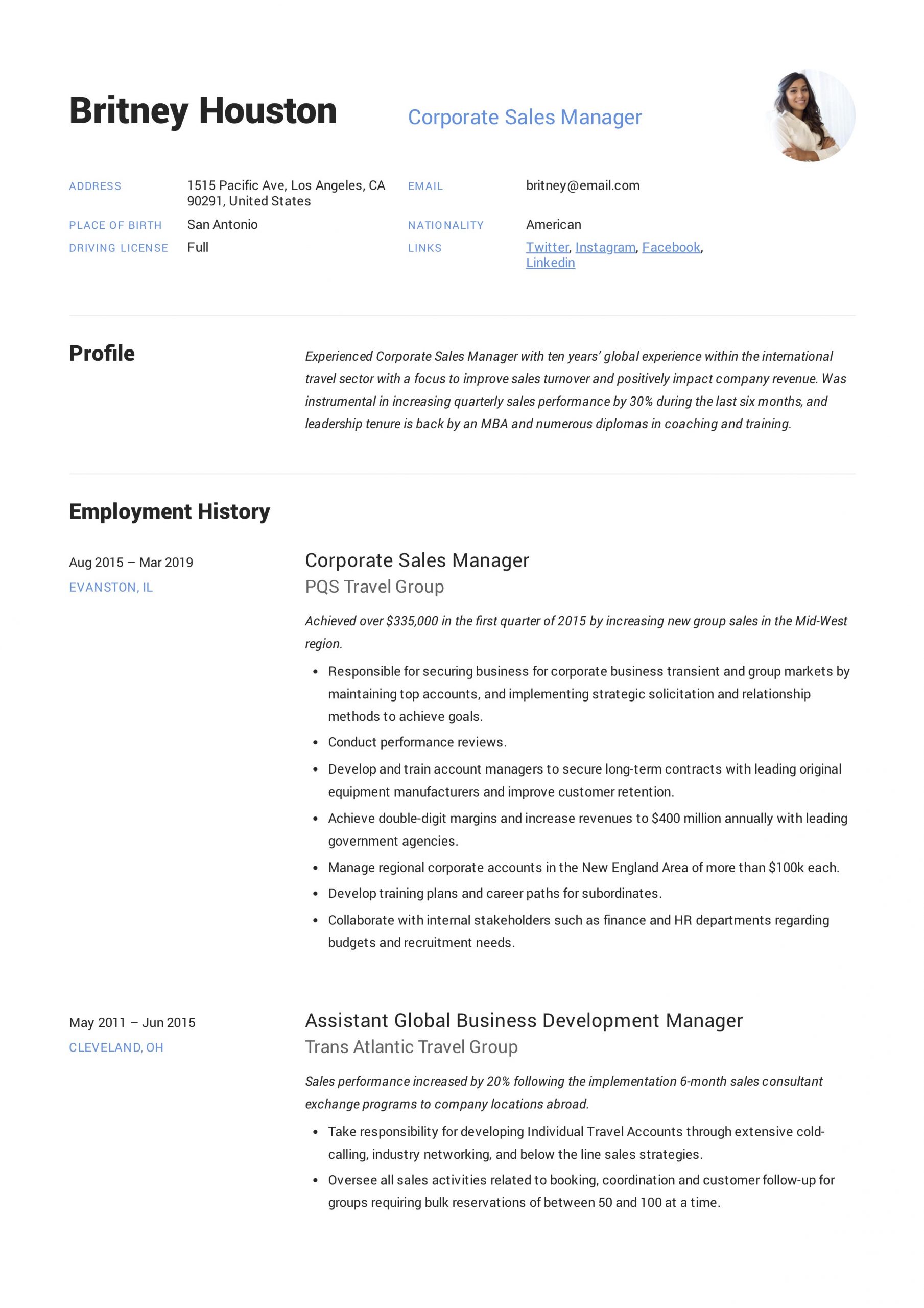 corporate sales manager