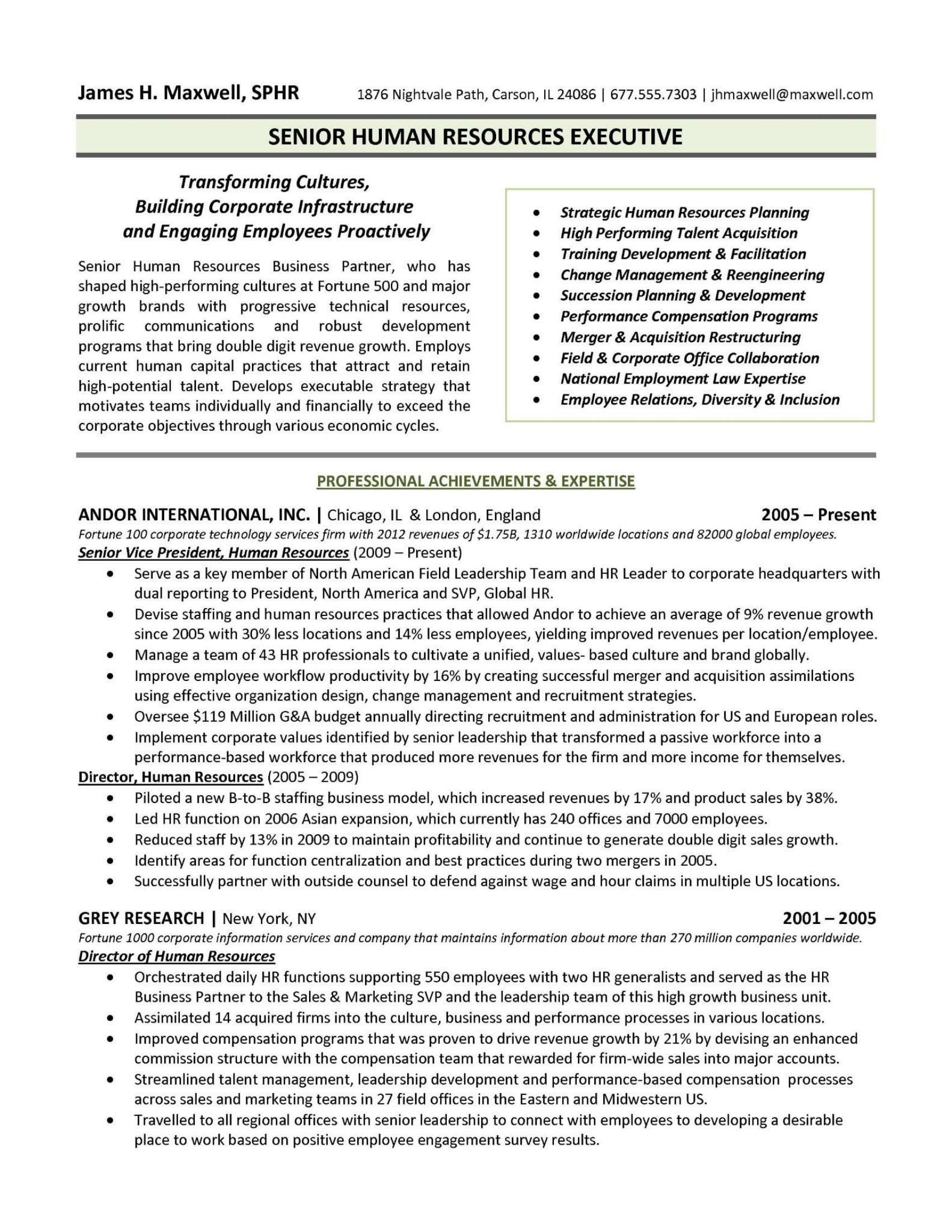 hr resume templates