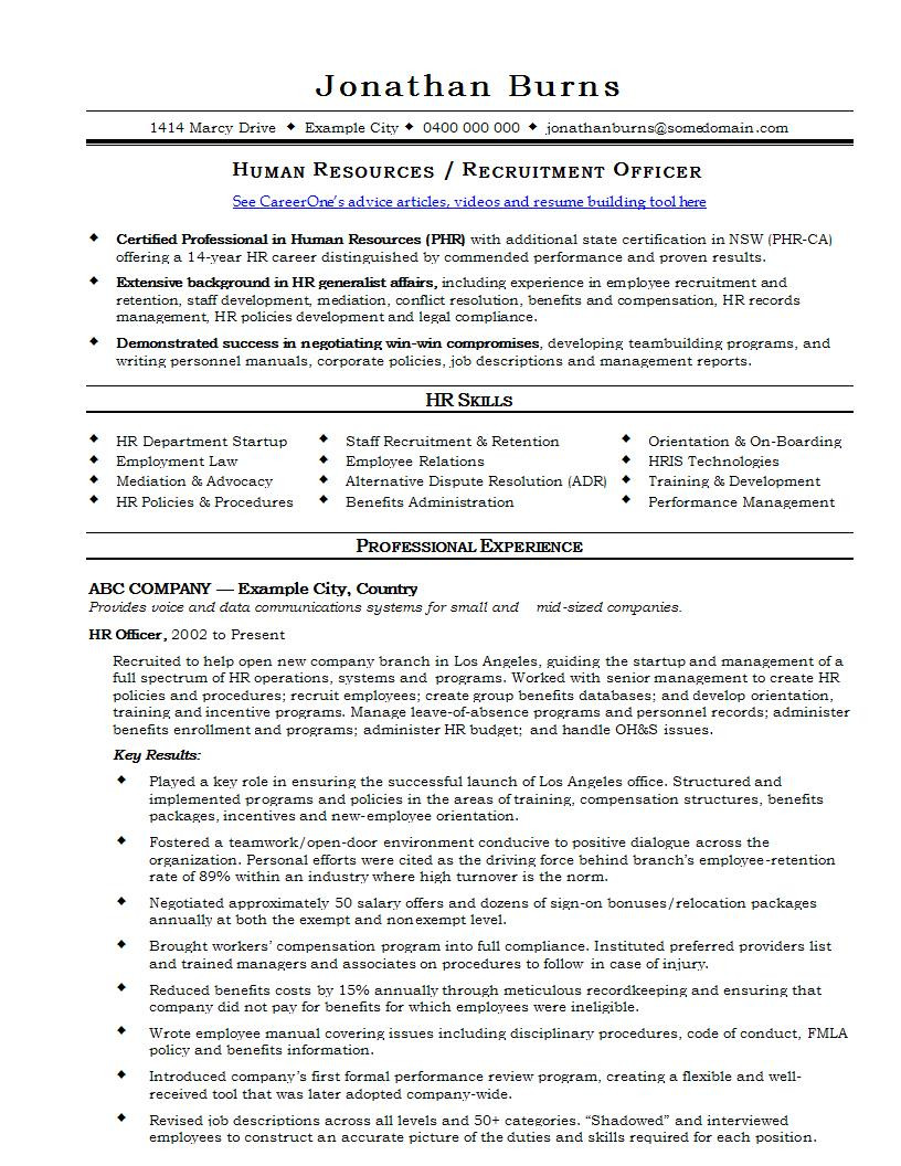 hr resume templates